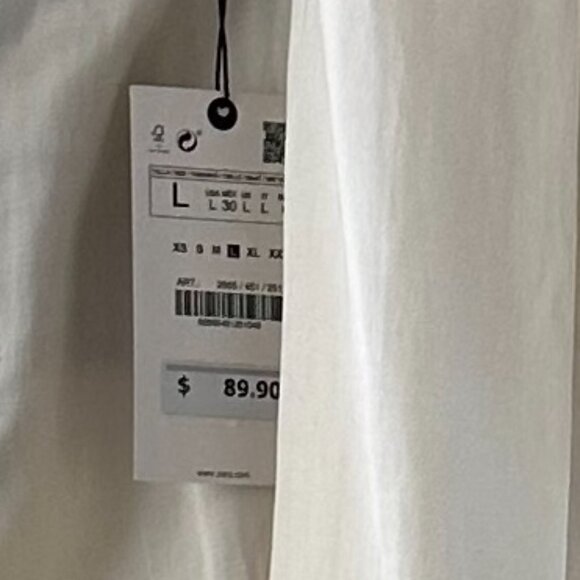 ZARA Wide Leg Tuxedo Stripe Satin Ivory Trouser Size Large - Picture 4 of 4